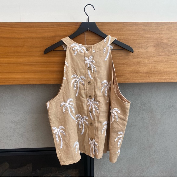 NWT Ann Taylor Palm Embroidered Button Back Halter Top, Size XL - Picture 9 of 12